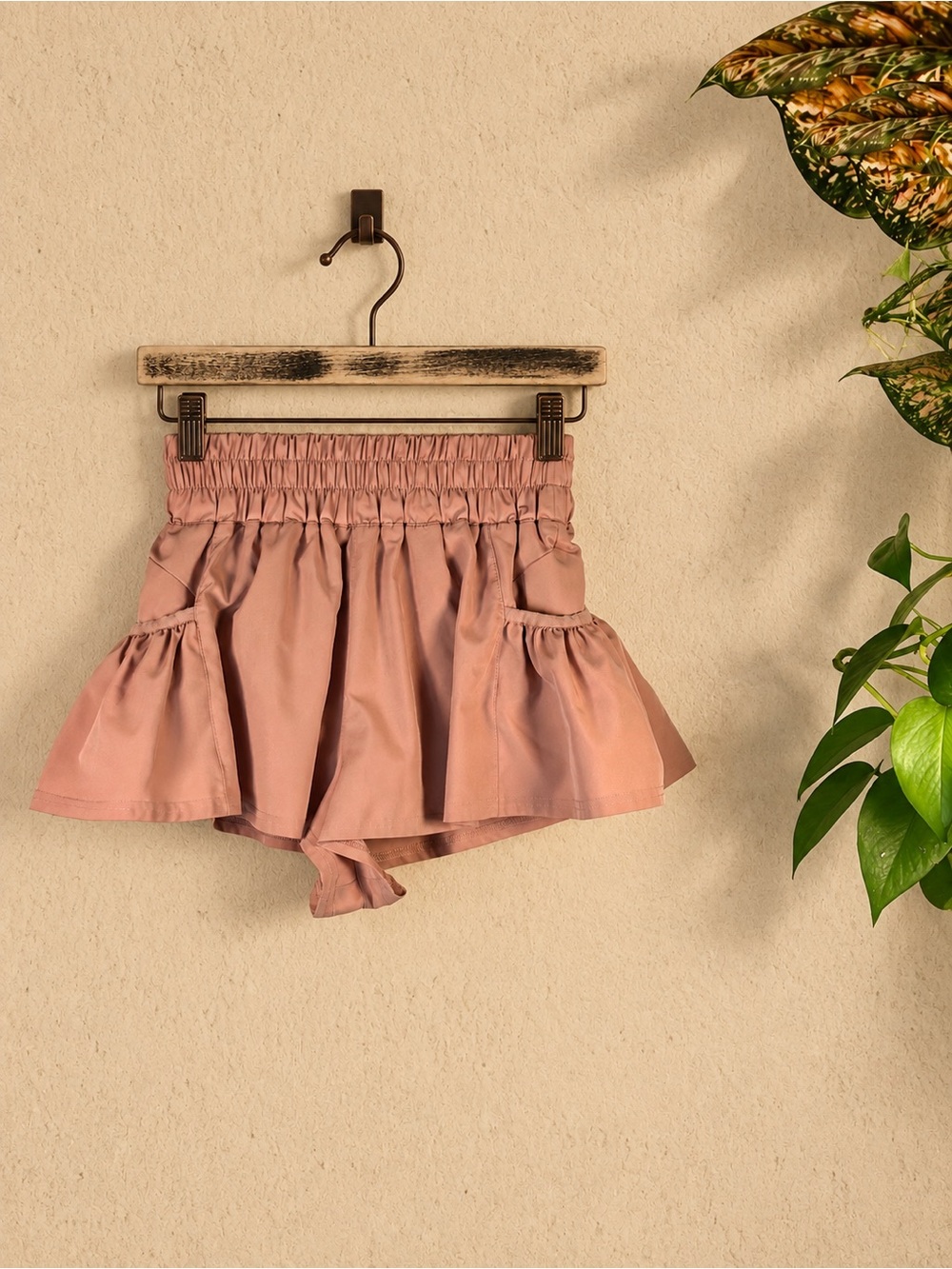 Love Tree Dusty Rose High Waist Ruffle Flowy Shorts Size Small